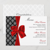 赤いダマスクのウェディングメニュー メニュー (正面/裏面)