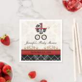 赤いダマスクのキャリッジ赤ちゃんシャワー スタンダードカクテルナプキン (インサイチュ)