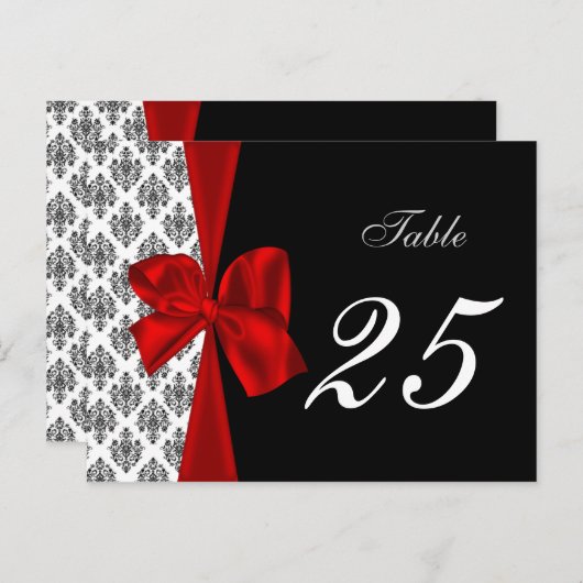赤いダマスクのテーブル番号のポストカード ポストカード (正面/裏面)