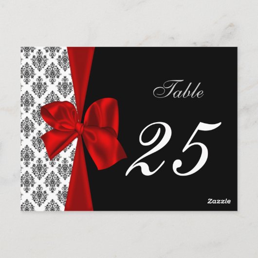 赤いダマスクのテーブル番号のポストカード ポストカード (裏面)