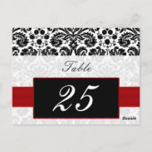 赤いダマスクのテーブル番号はがき ポストカード (裏面)