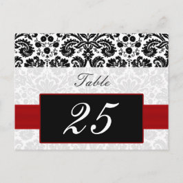 赤いダマスクのテーブル番号はがき ポストカード