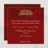 赤いダマスクのムスリム結婚式 招待状 (正面/裏面)