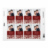 赤いダマスクの写真のウェディングラベル ラベル (フルシート)