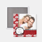 赤いダマスクの愛の鳥の写真は日付磁石を保存 マグネット (正面/裏面)