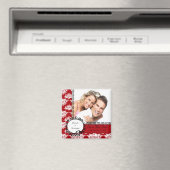 赤いダマスクの愛の鳥の写真は日付磁石を保存 マグネット (インサイチュ (食洗機))