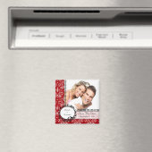 赤いダマスクの愛の鳥の写真は日付磁石を保存 マグネット (インサイチュ (食洗機))