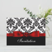 赤いダマスクの結婚式の招待状 招待状 (スタンド正面)