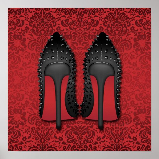 赤いダマスクの背景にスティレット ポスター (正面)