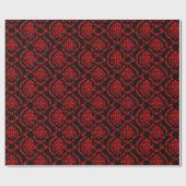 赤いダマスクの黒 ラッピングペーパー (フラット)