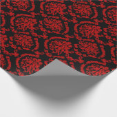 赤いダマスクの黒 ラッピングペーパー (角)