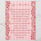 赤いダマスクストライプの渦巻きフライヤー チラシ (裏面)