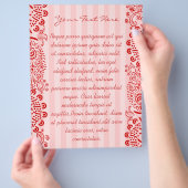 赤いダマスクストライプの渦巻きフライヤー チラシ (手)