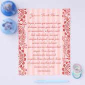 赤いダマスクストライプの渦巻きフライヤー チラシ (シングル)