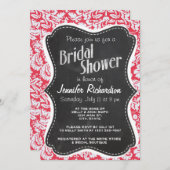 赤いダマスクパターン;ヴィンテージシャルボード 招待状 (正面/裏面)