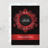 赤いダマスクビジネスサンキューカード サンキューカード (正面/裏面)