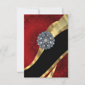 赤いダマスクフォーマルブラックと結婚金ゴールドのR.S.V.P 出欠カード (裏面)