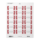 赤いダマスクヴィンテージパターン ラベル (フルシート)