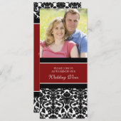赤いダマスク写真の誓い結婚を更新する招待状 招待状 (正面/裏面)