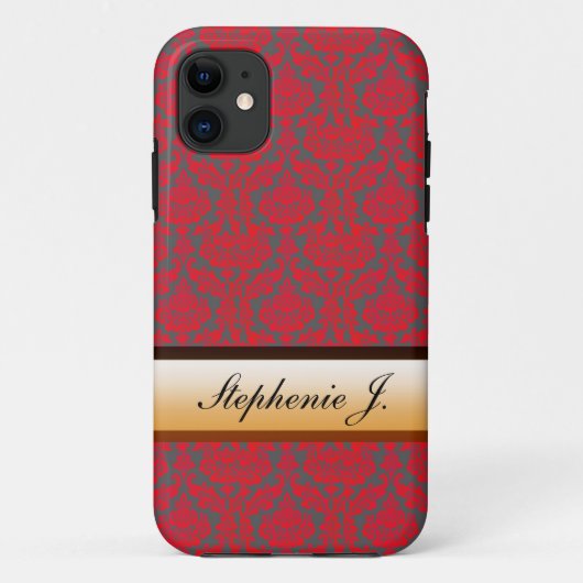 赤いダマスク柄のクラシカルなiPhone 5ケース Case-Mate iPhoneケース (裏面)