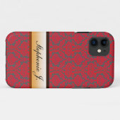 赤いダマスク柄のクラシカルなiPhone 5ケース Case-Mate iPhoneケース (裏面(横))