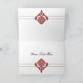 赤いダマスク柄のビジネス感謝カード サンキューカード (内部)