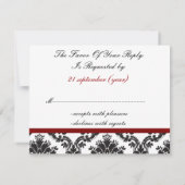 赤いダマスク結婚式のsvpカード 出欠カード (裏面)