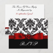 赤いダマスク結婚式のsvpカード 出欠カード (正面/裏面)
