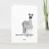 赤いダマスク織のアルパカ愛バレンタイン シーズンカード (裏面)