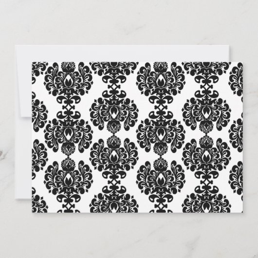 赤いダマスク織のブライダルシャワーの婚約の招待状 招待状 (裏面)