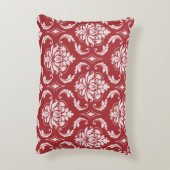 赤いダマスク織のヴィンテージパターン アクセントクッション (裏面(縦))