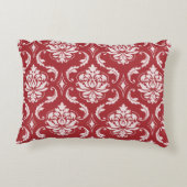 赤いダマスク織のヴィンテージパターン アクセントクッション (裏面)