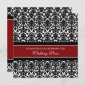 赤いダマスク織の結婚式誓約の更新の招待状 招待状 (正面/裏面)
