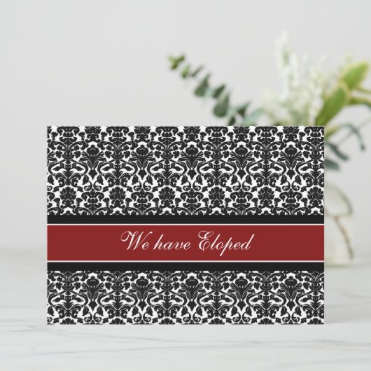 赤いダマスク織の駆け落ちの発表カード 案内状 (スタンド正面)