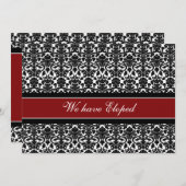 赤いダマスク織の駆け落ちの発表カード 案内状 (正面/裏面)