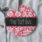 赤いダマスク織パターン; ヴィンテージの黒板 缶バッジ (インサイチュ)