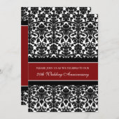 赤いダマスク 20周年パーティー招待状 招待状 (正面/裏面)