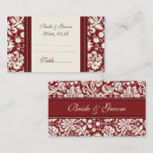 赤いダマスコウェディングテーブルプレイスセッティングカード プレイスカード (正面/裏面)