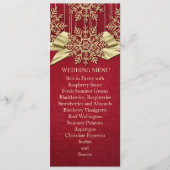 赤いダマスコスノーフレーク金ゴールド結婚リボンのメニュー メニュー (正面)