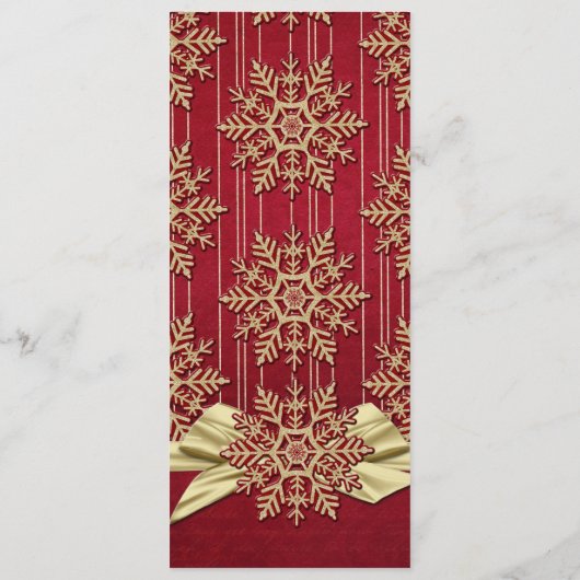 赤いダマスコスノーフレーク金ゴールド結婚リボンのメニュー メニュー (裏面)