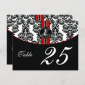 赤いダマスコモノグラムテーブル番号はがき ポストカード (正面/裏面)