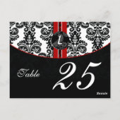 赤いダマスコモノグラムテーブル番号はがき ポストカード (裏面)