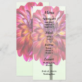 赤いダリアが黄色のメ結婚ニューで色付き メニュー (正面/裏面)