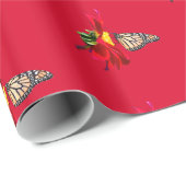 赤いダリアのマダラチョウのギフトの包装紙 ラッピングペーパー (ロールコーナー)