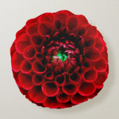 赤いダリアの花の円形の枕 ラウンドクッション (裏面)