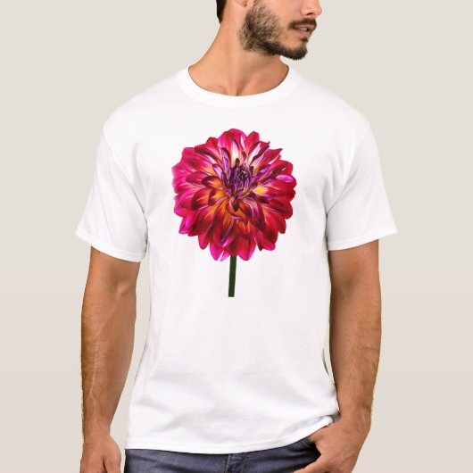 赤いダリアは黄色い色をした Tシャツ (正面)