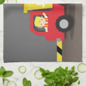 赤いダンプトラックの建築の建築者の男の子 キッチンタオル (折り畳み)