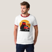 赤いダンプトラック建設チャレンジベクター Tシャツ (正面フル)