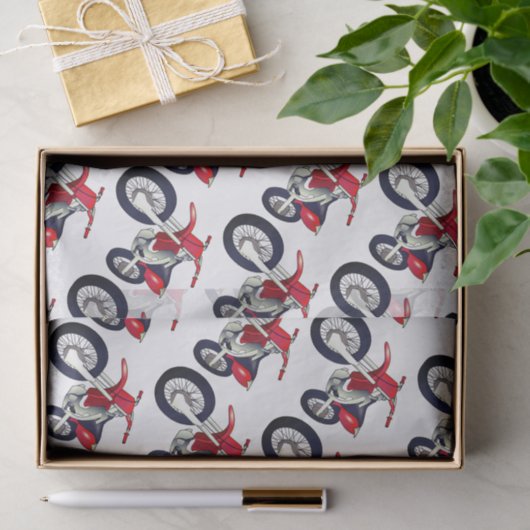 赤いダートバイクのバイクのカスタムの色の背景 薄葉紙 (ギフト)