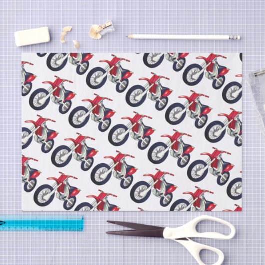 赤いダートバイクのバイクのカスタムの色の背景 薄葉紙 (クラフト)